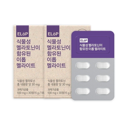  이롭코퍼레이션 식물성 멜라토닌이 함유된 이롭 멜라이트 500mg 30정 [2개]