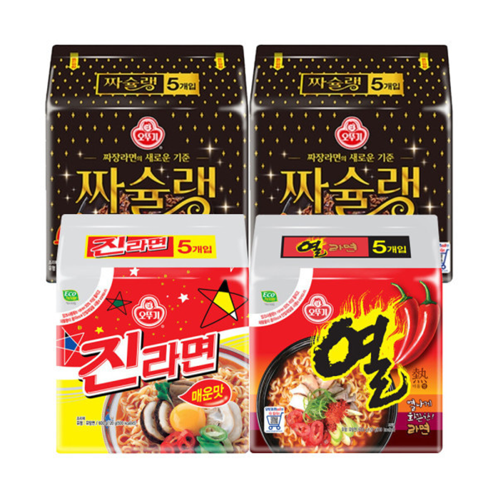 오뚜기 짜슐랭 10개 + <b>진라면</b> 매운맛 5개 + 열라면 5개