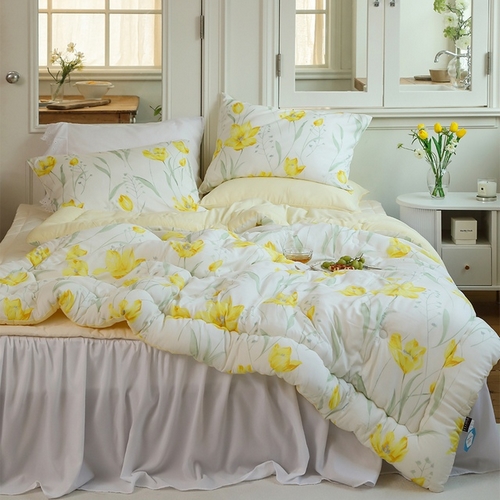  플로라 옐로우가든 텐셀 모달 100 차렵이불 패드세트 [이스턴킹 EK]