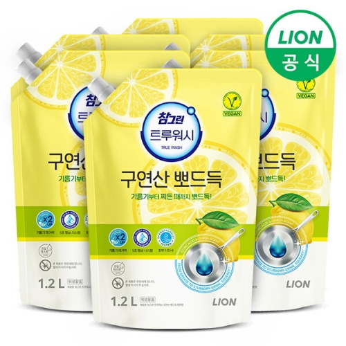 참그린 트루워시 구연산 뽀드득 레몬향 리필 1.2L (6개)_이미지