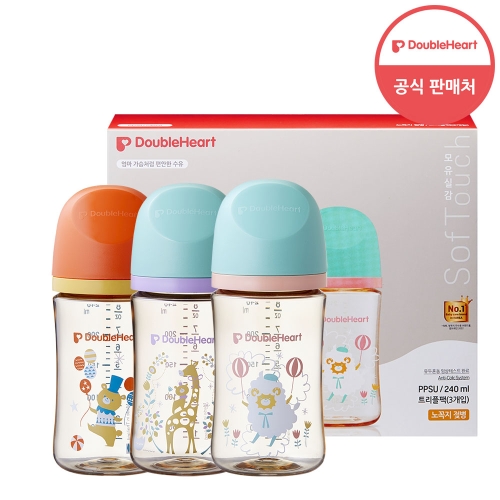 더블하트 모유실감 3세대 PPSU 디어프렌즈 240ml (노꼭지) (3개)_이미지