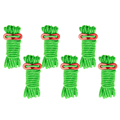 PDS스포츠 캠핑 텐트 고정용 두꺼운 4mm 로프 6개 라이트그린_이미지