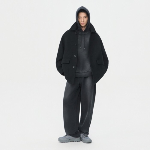 커스텀멜로우 Black Wool Car Coat CWCAW25812BKX