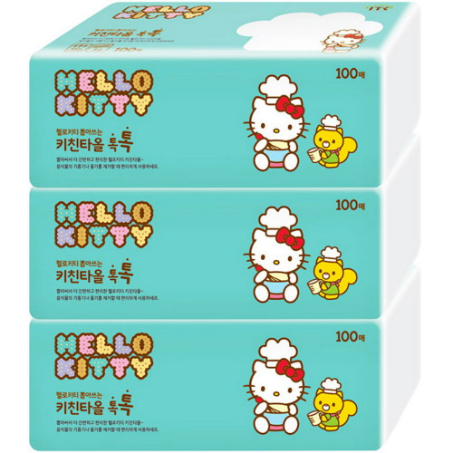 아이티씨 ㅤ헬로키티 뽑아쓰는 키친타올 톡톡 100매 (3개) *4팩_이미지