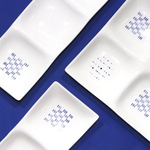 한국도자기 블루스케치 2칸 3칸 4칸 사각 나눔접시_이미지