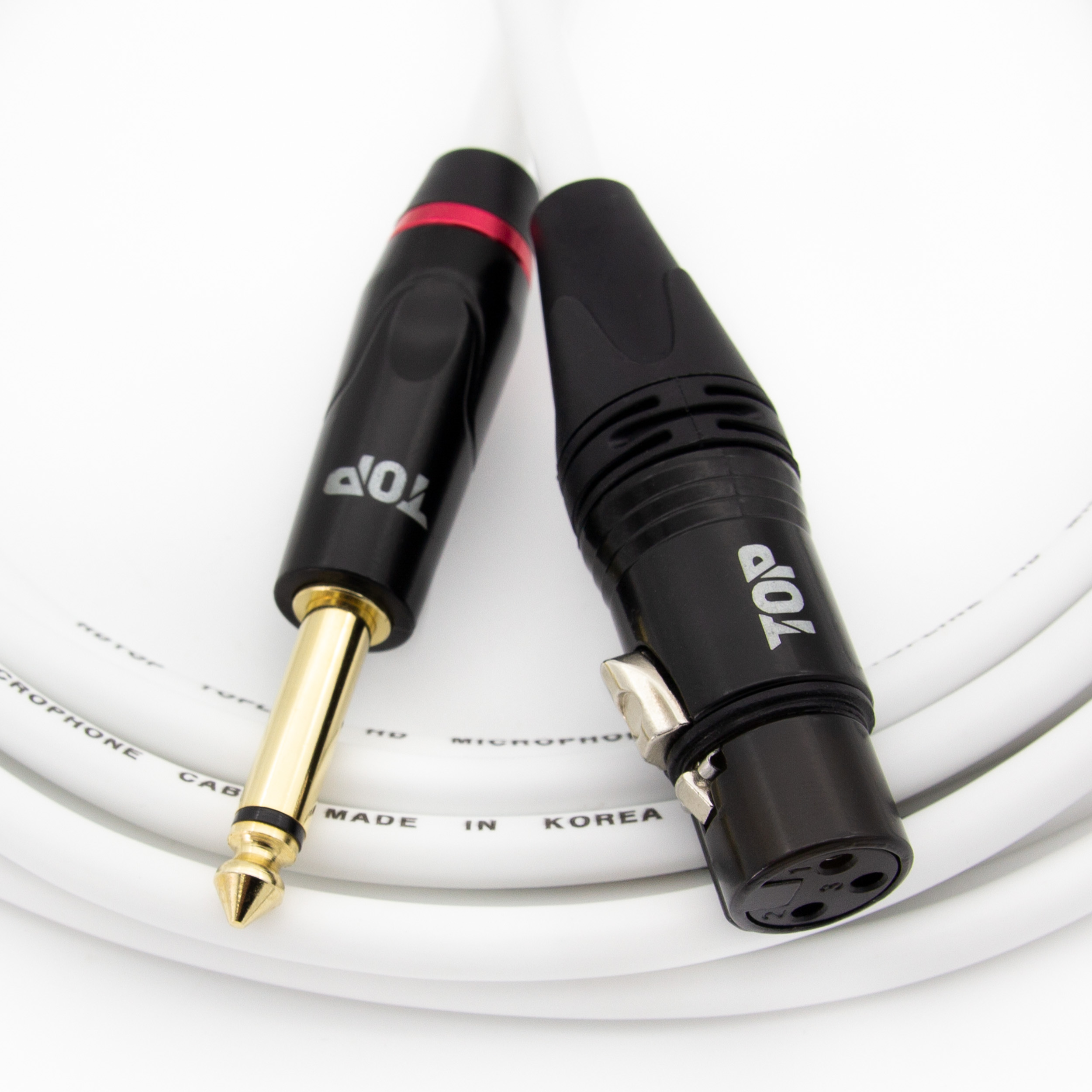 탑라인에이치디 HDTOP 5.5 모노 to XLR 암 마이크 케이블 블랙화이트 (5m, HT-TP5463)_이미지