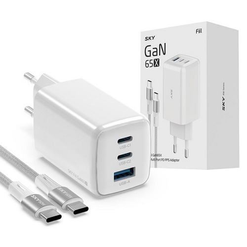스카이랩 스카이 필 PD PPS 65W 3포트 GaN 충전기 SKY-GaN65X (케이블포함)_이미지