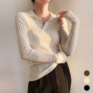 셀러허브 티 나시 카트렌라 니트티 긴팔 브이넥 레이스 여성 S32197419_이미지