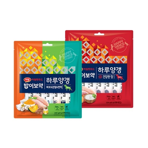 하림펫푸드 밥이보약 독 하루양갱 피모&관절&면역 240g+건강한 장 224g 콤보