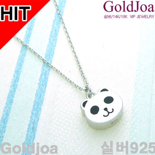 세련된 곰돌이 일체형 실버목걸이  41693c