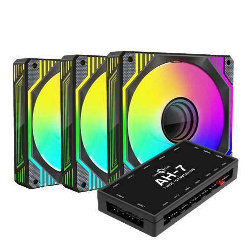 AONE STORM INFINITY ARGB PWM 120 리버스 KIT (컨트롤러/3팩, 블랙)_이미지
