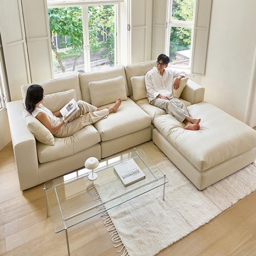 휴도 구름의 동백 모듈형 가죽 소파 4인용 (스툴포함)_이미지