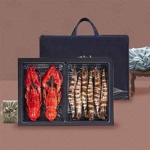 자연맛남 설 랍스터/킹타이거새우 선물세트 랍스터2/킹타이거6-8미/트레이/부직포_이미지