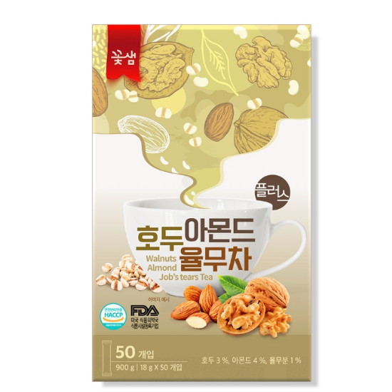 꽃샘식품 호두 아몬드 율무차 플러스 50T이미지입니다. 누르면 해당 게시물로 새창이동합니다.