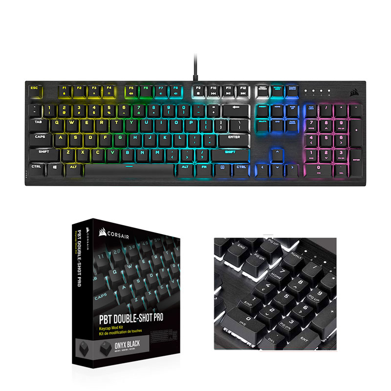 CORSAIR K60 RGB PRO + PBT Double-shot Keycaps Pro (비올라축, 블랙)_이미지