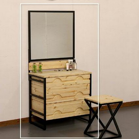 우아미가구 왈라비 레드파인 미니 화장대 600_이미지