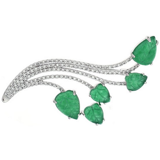 리드박스 물결 리프 비취 브로치