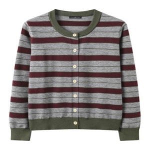 보니스팍스 데일리 배색 스트라이프 라운드넥 가디건 NQ1CK001L0