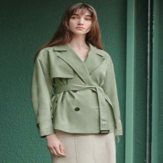 비지트인뉴욕 코튼 숏 벨티드 트렌치 코트 VY3BB13