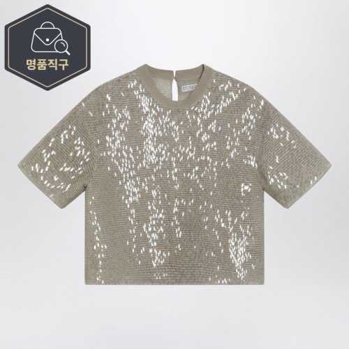 브루넬로쿠치넬리 B0051952548 다즐링 카스카데 엠브로이드 티셔츠 인 CRISPY 실크 MF940HW300SI-C4274