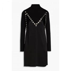 크리스탈-임벨리쉬 사틴 앤 저지 미니 드레스 블랙 755232