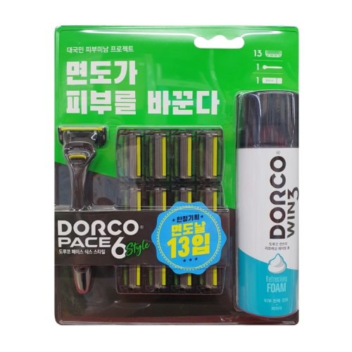 도루코 페이스6 스타일 + 면도날 (면도기1개+12개+폼)_이미지