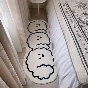 포유 극세사 침대 댕댕이 삼형제 미니 러그 카페트