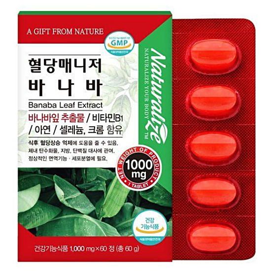 한국바이오팜 네추럴라이즈 혈당매니저 바나바 60정 (1개)