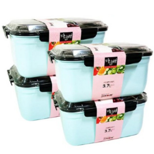 키친아트 다담채 스텐칼라 밀폐용기 9호 3.7L (4개)_이미지