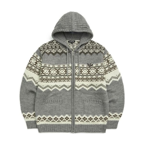 마크곤잘레스 MARK GONZALES 노르딕패턴 후드집업 니트 가디건 MGREY Z254UCD040093 141833_이미지