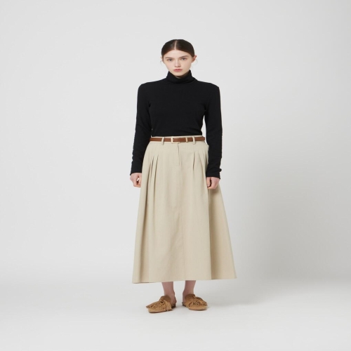 대현 씨씨콜렉트 C253MSD005_피치 코튼 플레어 롱 스커트_이미지