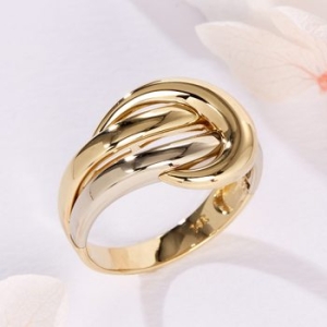 비앤비골드 14K 빅 커브 크로스 웨이브 두줄 반지 SRS41621