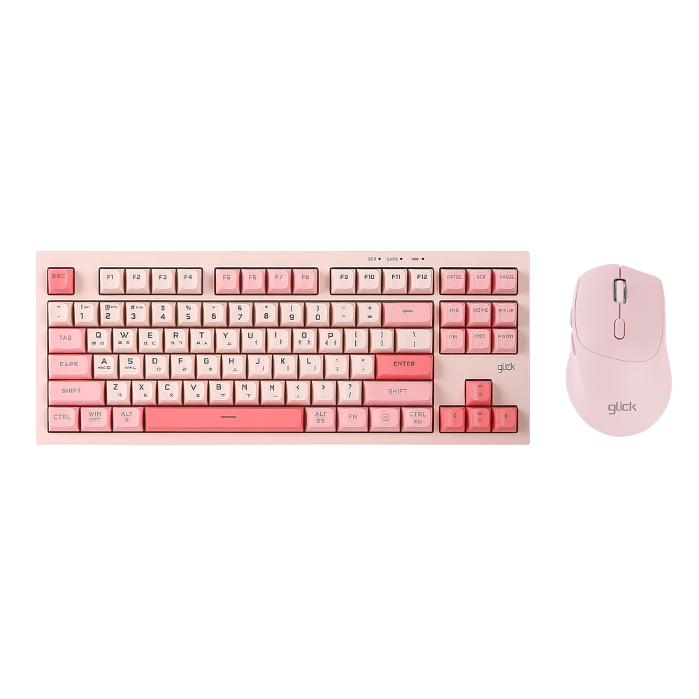지클릭커 OFFICEPRO WMK50 사일런스 M 87 무선 키보드 마우스 세트 (Coral)