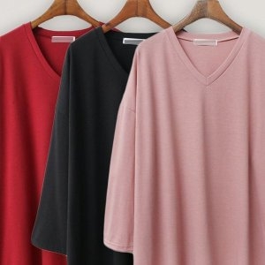  리빌모아 여자 빅사이즈 루즈핏 7부 슬리브 티셔츠 OCW-TSA-SWFGR9JF