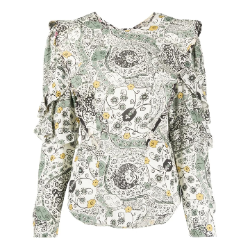 이자벨마랑 에뚜왈 플로럴 프린트 러플 트리밍 블라우스 HT161220P024E T 142781298