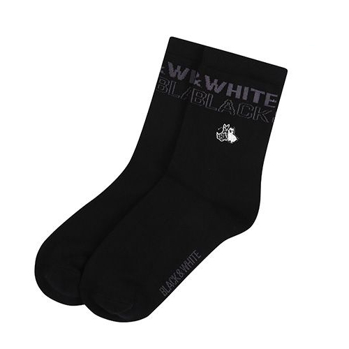 로고 자가드 중목 양말 8116GBSC_BLACK