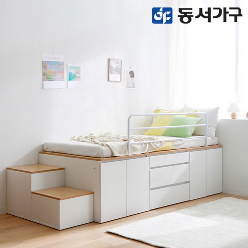 동서가구 홈즈 올인 가드형 벙커침대 SS+계단2개 (매트별도)_이미지