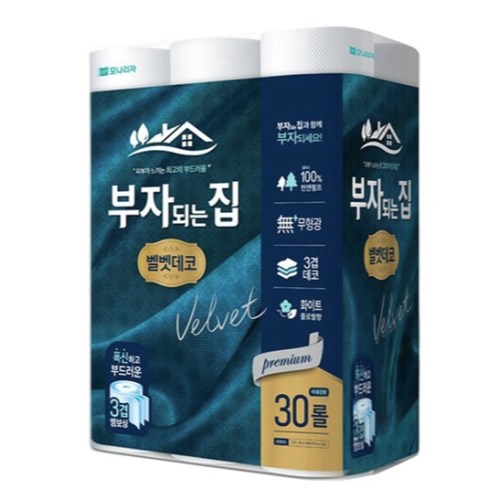 모나리자 부자되는집 벨벳데코 30m (30롤) (3팩)