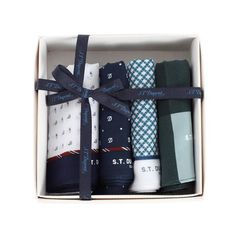 ST듀퐁 26년 봄여름 듀퐁 순면 손수건 4종 묶음 (SE6SMA381004SGE 외 구성)
