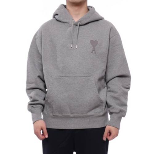 AMI 하트 로고 자수 후드티 E21HJ058 747 (055, 그레이)_이미지