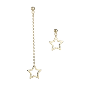 망홍 동종 S925 실버 오각별 수술 귀걸이 롱 언밸런스 귀걸이 창의 한국판 선녀풍 귀걸이 Bln179e 옐로우 골드 실 ..