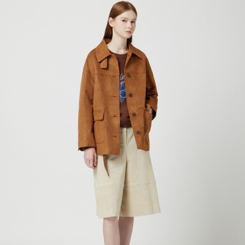 씨씨콜렉트 C253PSF154 스탠카라 인조 스웨이드 자켓