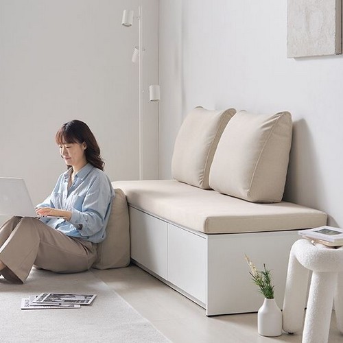 지베스 위드 아쿠아텍스 쿠션형 깊이 600 수납 벤치 소파 1600