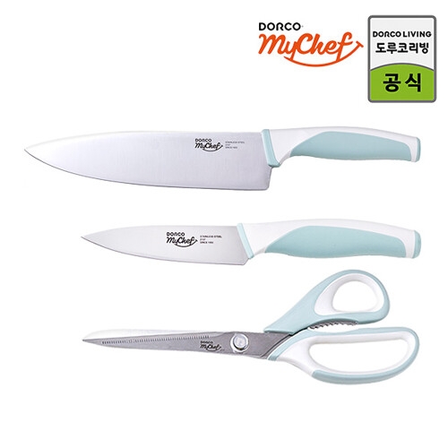 도루코 마이셰프 마린 민트 칼가위세트 식도+과도+가위