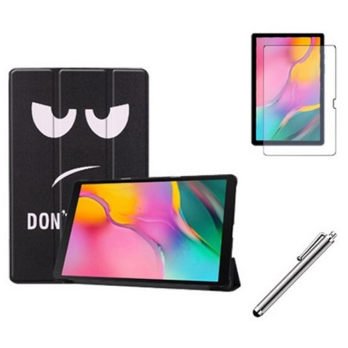 케이스나라 갤럭시탭A 10.1 스마트 북커버 가죽 케이스+액정보호필름+터치펜 세트