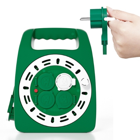 러그박스 3구 USB 캡형 캠핑릴선 그린화이트