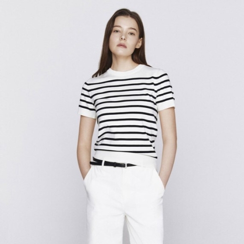 지오다노 여 반팔 니트 05356510 스트라이프 스웨터 356510