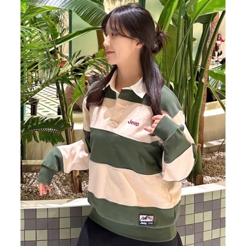 JEEP 레트로 마운틴 1941 스트라이프 카라 맨투맨 JR5TSU825GN 397999