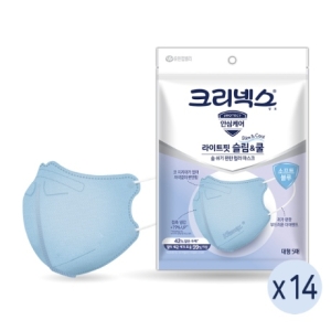 크리넥스 라이트핏쿨마스크 소프트블루 5pX14개 총70매