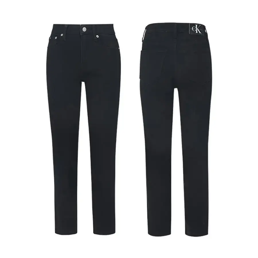 Calvin Klein 여성 블랙 슬림 스트레이트핏 약기모 데님팬츠_J21892